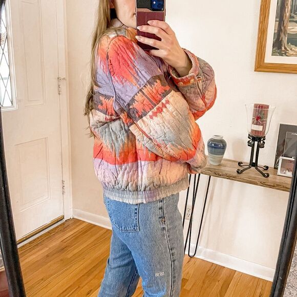 Ralph Lauren Vintage Reversible Quilted Jacket Aztec Floral - Picture 3 of 13